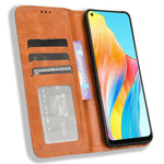 For Oppo A58 4G Wallet Phone Stand Case Retro PU Leather Anti-scratch Phone Cover