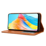 For Oppo A58 4G Wallet Phone Stand Case Retro PU Leather Anti-scratch Phone Cover