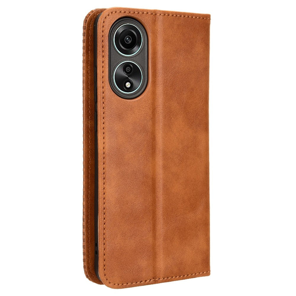 For Oppo A58 4G Wallet Phone Stand Case Retro PU Leather Anti-scratch Phone Cover