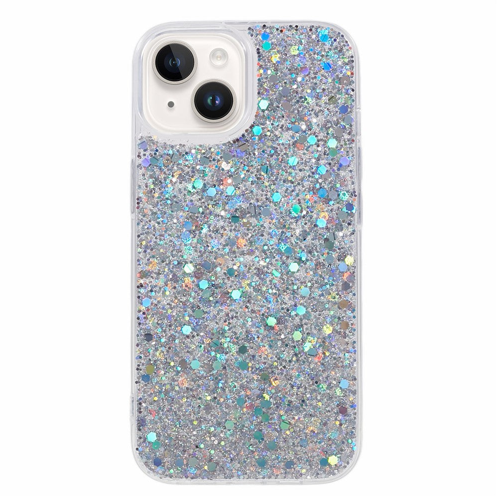 iPhone 15 Plus Glitter Mobilskal Stötsäkert TPU Glittrigt Bakstycke