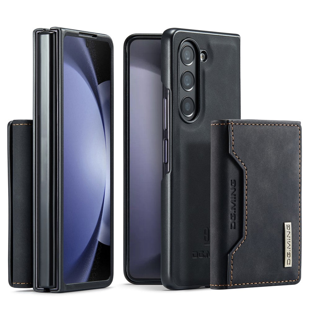 DG.MING M2 Series Kickstand Wallet Case for Samsung Galaxy Z Fold5 5G, PU Leather+PC Detachable Magnetic Phone Cover