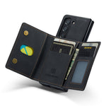 DG.MING M2 Series Kickstand Wallet Case for Samsung Galaxy Z Fold5 5G, PU Leather+PC Detachable Magnetic Phone Cover