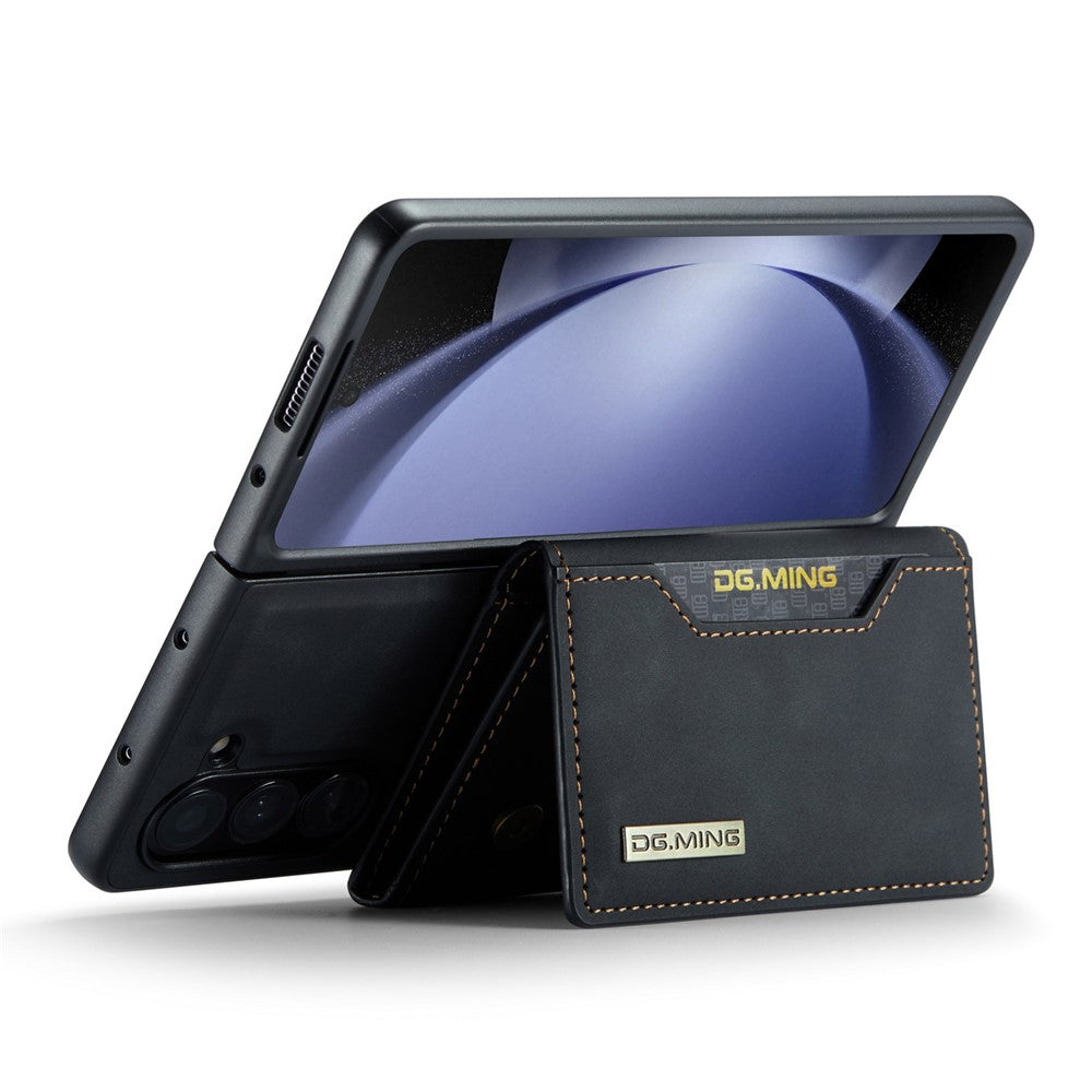 DG.MING M2 Series Kickstand Wallet Case for Samsung Galaxy Z Fold5 5G, PU Leather+PC Detachable Magnetic Phone Cover