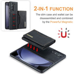 DG.MING M2 Series Kickstand Wallet Case for Samsung Galaxy Z Fold5 5G, PU Leather+PC Detachable Magnetic Phone Cover