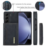 DG.MING M2 Series Kickstand Wallet Case for Samsung Galaxy Z Fold5 5G, PU Leather+PC Detachable Magnetic Phone Cover