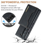 DG.MING M2 Series Kickstand Wallet Case for Samsung Galaxy Z Fold5 5G, PU Leather+PC Detachable Magnetic Phone Cover