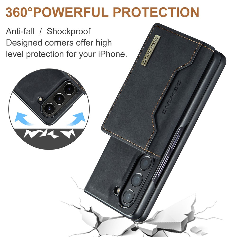DG.MING M2 Series Kickstand Wallet Case for Samsung Galaxy Z Fold5 5G, PU Leather+PC Detachable Magnetic Phone Cover
