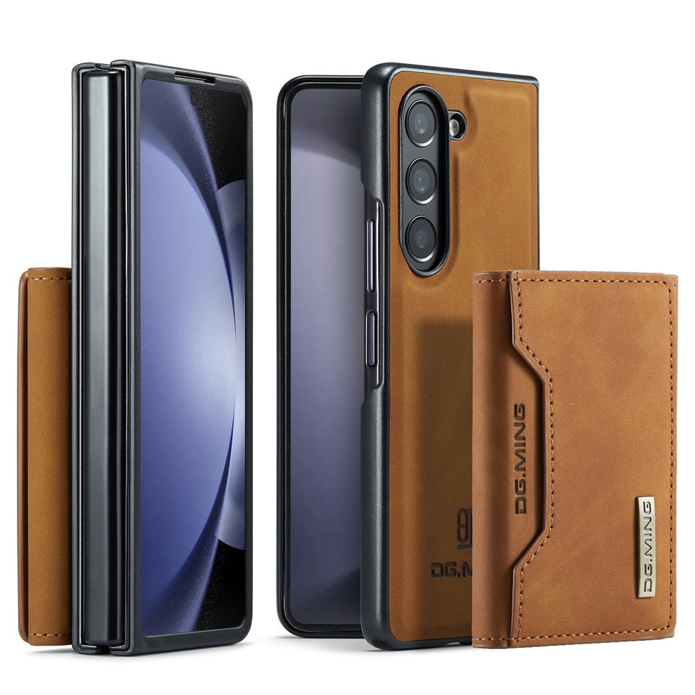 DG.MING M2 Series Kickstand Wallet Case for Samsung Galaxy Z Fold5 5G, PU Leather+PC Detachable Magnetic Phone Cover