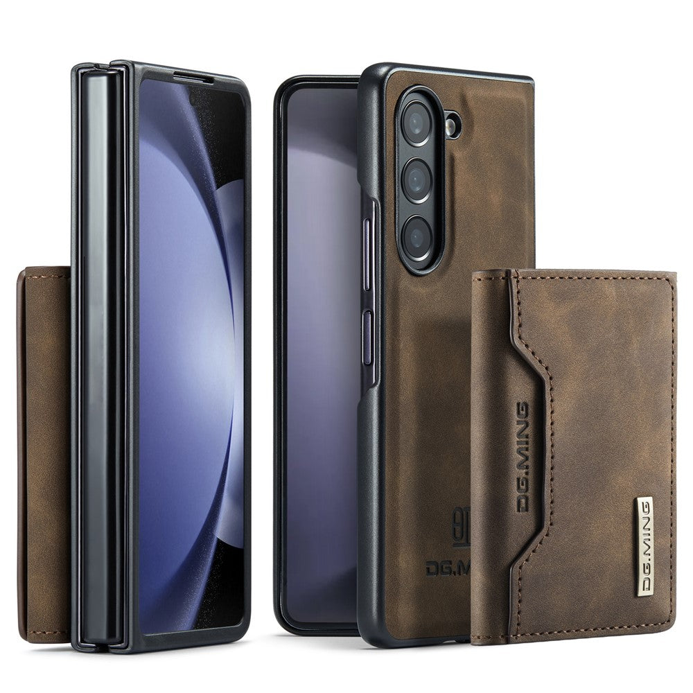DG.MING M2 Series Kickstand Wallet Case for Samsung Galaxy Z Fold5 5G, PU Leather+PC Detachable Magnetic Phone Cover