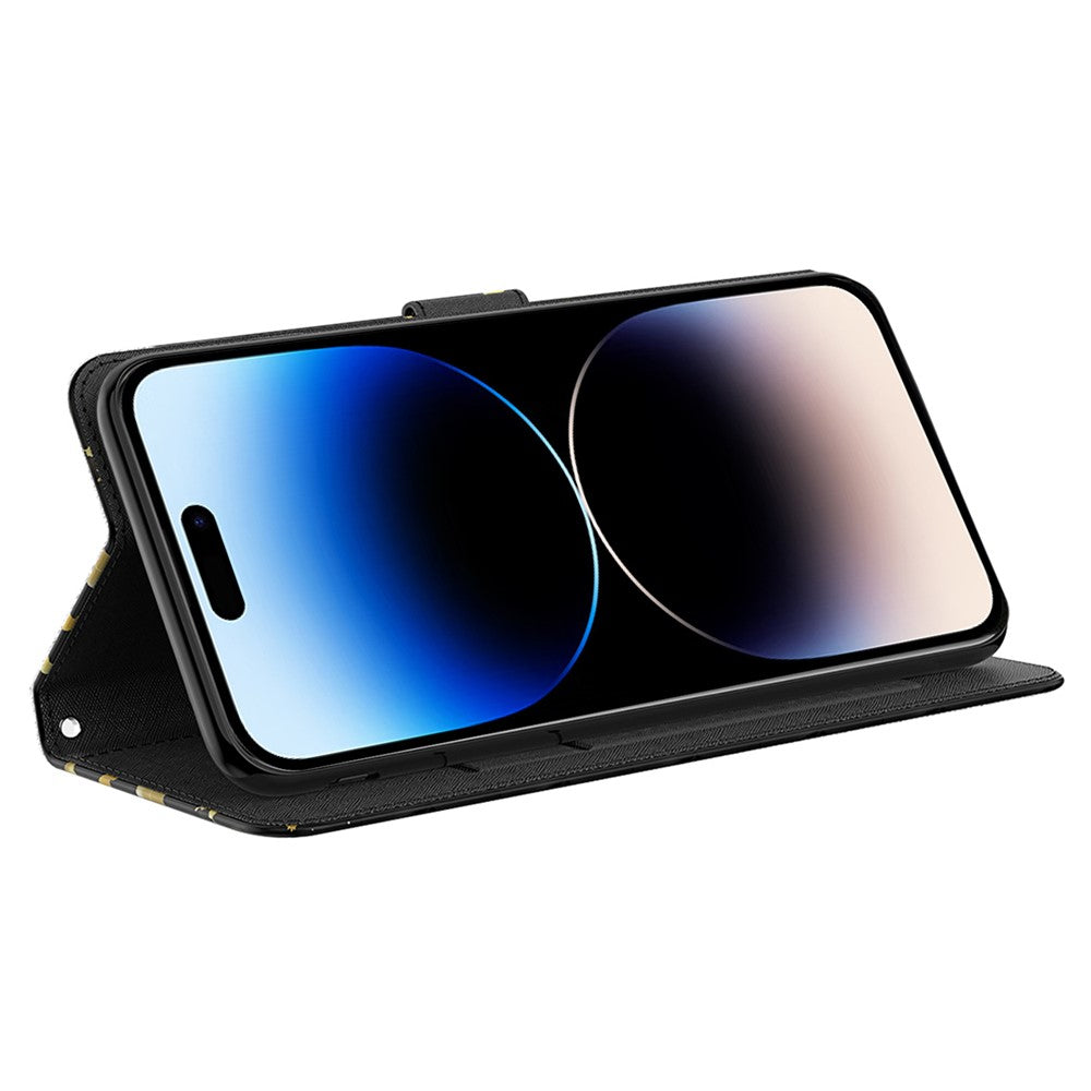 For iPhone 15 Plus Stand Feature Flip Case PU Leather 3D Pattern Printing Wallet Phone Cover with Strap