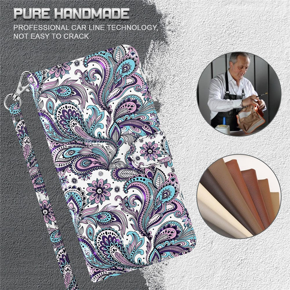 For iPhone 15 Plus Stand Feature Flip Case PU Leather 3D Pattern Printing Wallet Phone Cover with Strap