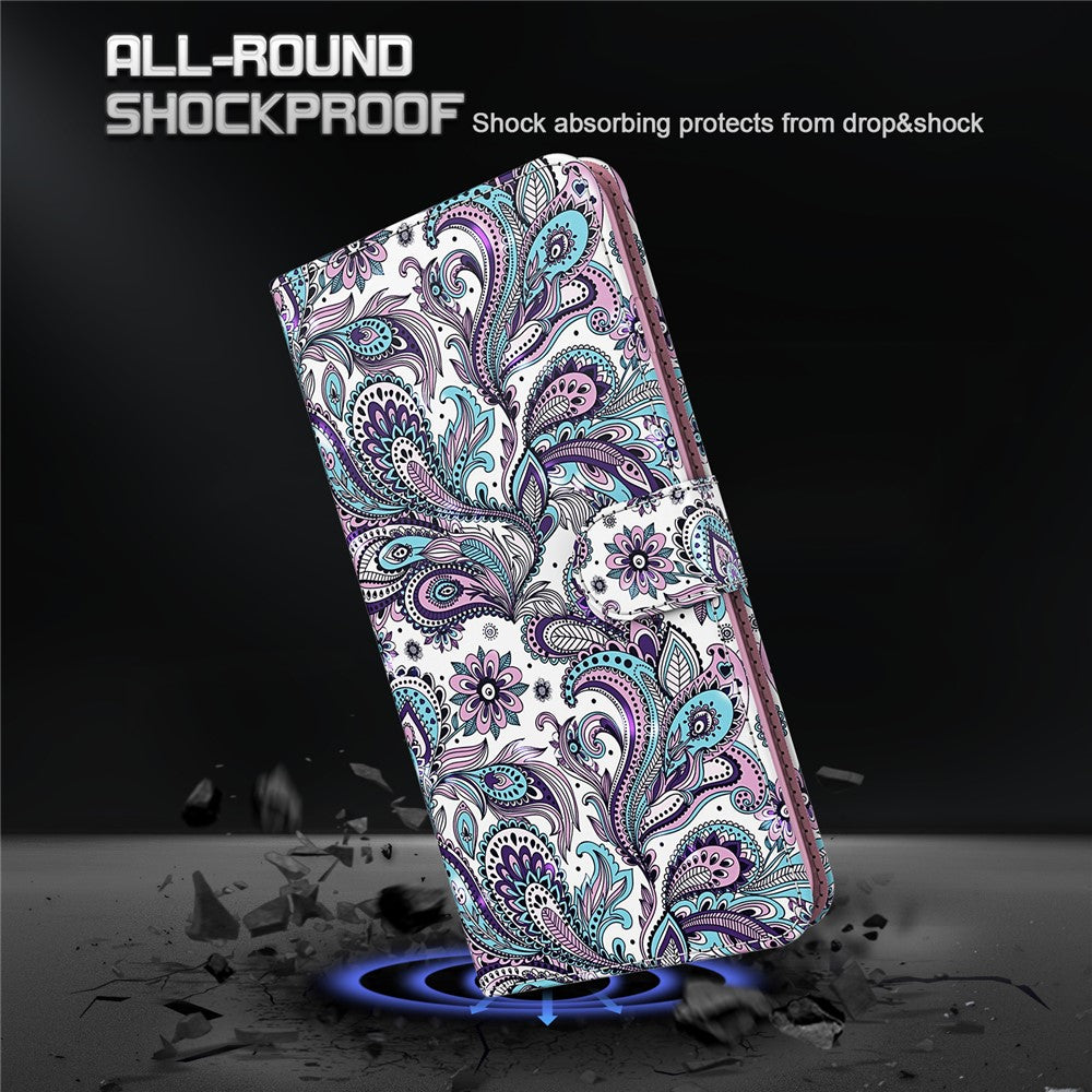 For iPhone 15 Plus Stand Feature Flip Case PU Leather 3D Pattern Printing Wallet Phone Cover with Strap