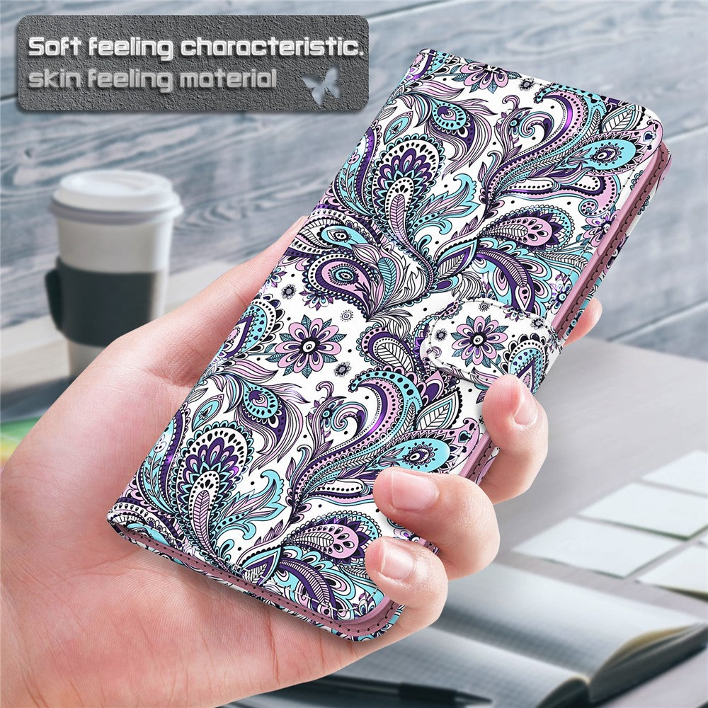 For iPhone 15 Plus Stand Feature Flip Case PU Leather 3D Pattern Printing Wallet Phone Cover with Strap