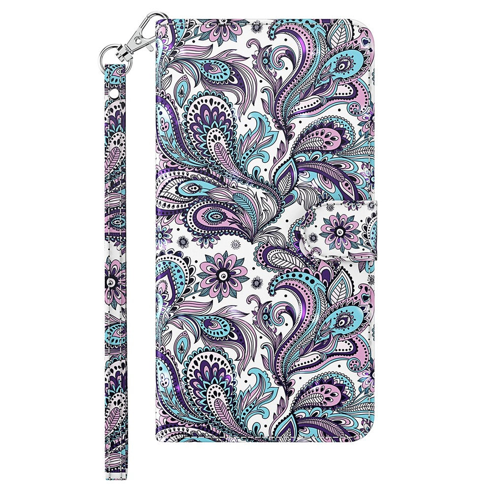 For iPhone 15 Plus Stand Feature Flip Case PU Leather 3D Pattern Printing Wallet Phone Cover with Strap