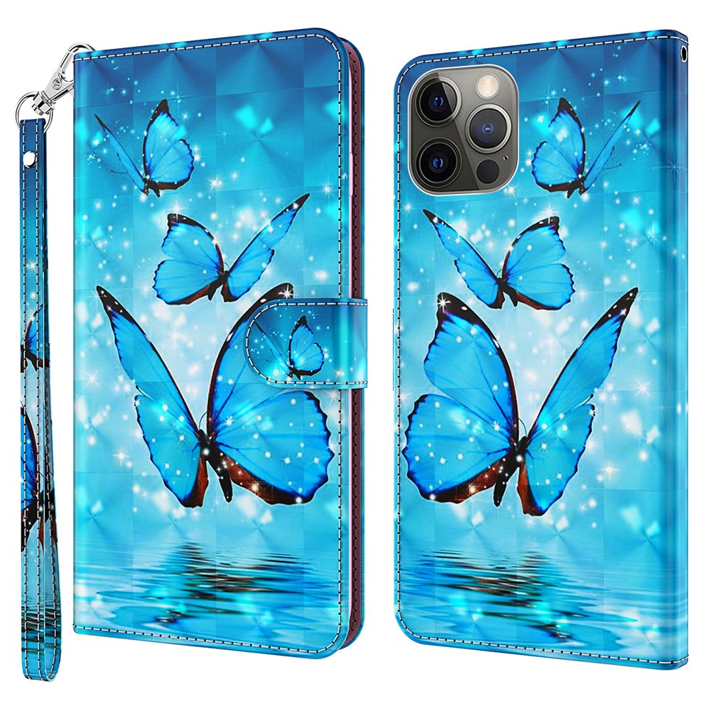 For iPhone 15 Plus Stand Feature Flip Case PU Leather 3D Pattern Printing Wallet Phone Cover with Strap