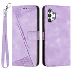 For Samsung Galaxy A32 5G / M32 5G Phone Case Triangle Imprinted Leather Stand Wallet Cover with Strap
