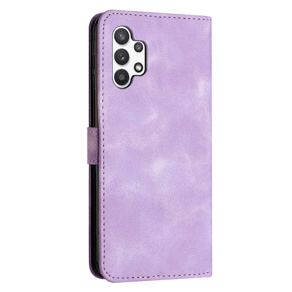For Samsung Galaxy A32 5G / M32 5G Phone Case Triangle Imprinted Leather Stand Wallet Cover with Strap