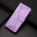 For Samsung Galaxy A32 5G / M32 5G Phone Case Triangle Imprinted Leather Stand Wallet Cover with Strap
