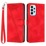 Læderpung-cover til Samsung Galaxy A33 5G Trekantmønster Anti-fald Stander Telefoncover med Rem