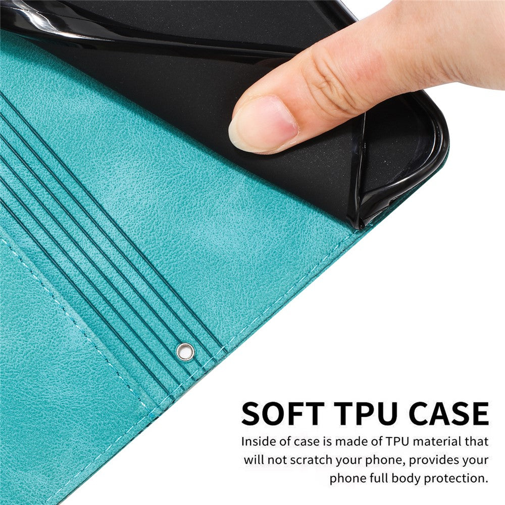 For iPhone 12 / iPhone 12 Pro 6.1 inch PU Leather Stand Phone Case Triangle Imprinted Wallet Cover with Strap