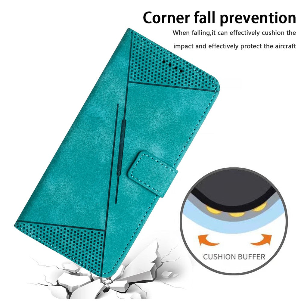For iPhone 12 / iPhone 12 Pro 6.1 inch PU Leather Stand Phone Case Triangle Imprinted Wallet Cover with Strap