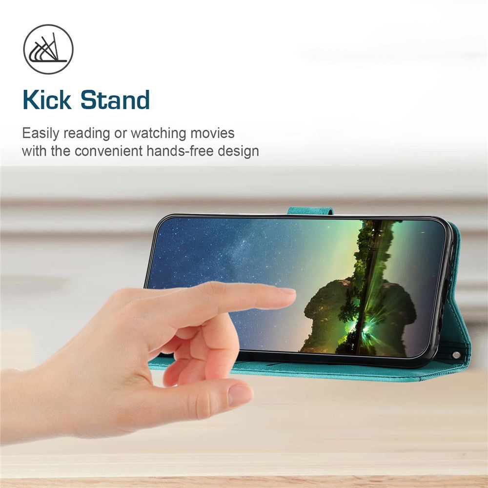 For iPhone 12 / iPhone 12 Pro 6.1 inch PU Leather Stand Phone Case Triangle Imprinted Wallet Cover with Strap
