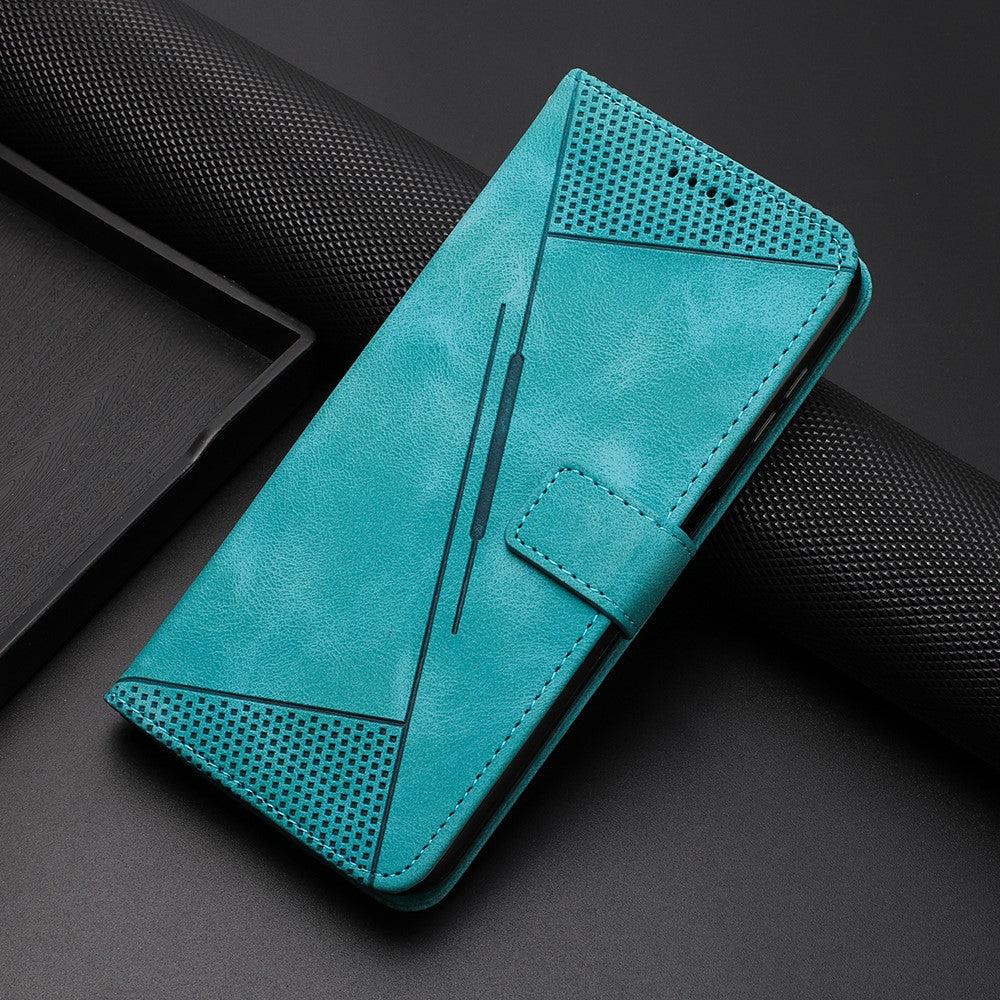 For iPhone 12 / iPhone 12 Pro 6.1 inch PU Leather Stand Phone Case Triangle Imprinted Wallet Cover with Strap
