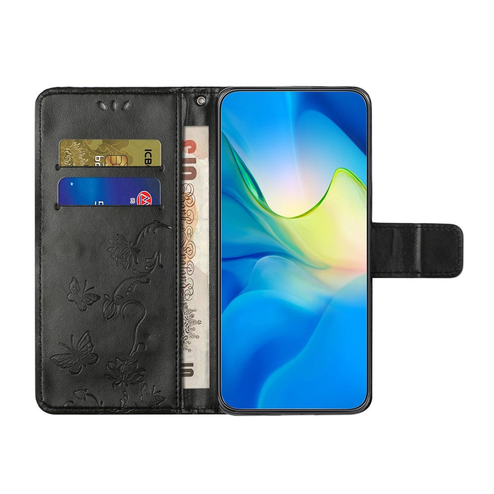 For Honor X50 Butterfly Flower Imprinted Drop-proof Phone Case PU Leather Wallet Stand Cover