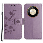 For Honor X50 Butterfly Flower Imprinted Drop-proof Phone Case PU Leather Wallet Stand Cover