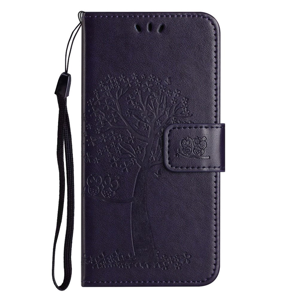 For Honor X50 Owl Tree Imprinted Phone Case PU Leather Wallet Stand Drop-proof Cover