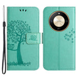 For Honor X50 Owl Tree Imprinted Phone Case PU Leather Wallet Stand Drop-proof Cover