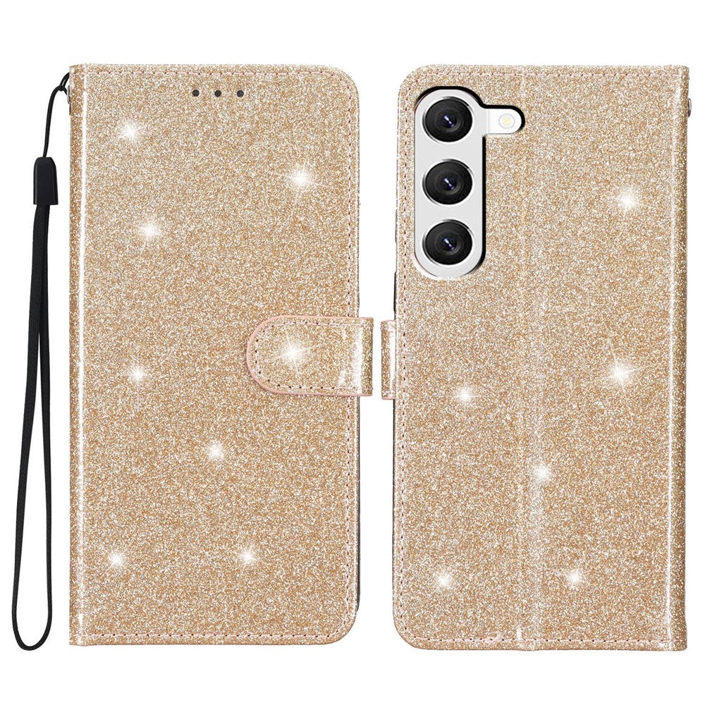 For Samsung Galaxy S23 Full Protection Glittery PU Leather Case Folio Flip Wallet Stand Phone Cover