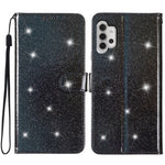 For Samsung Galaxy A32 4G (EU Version) Glittery PU Leather Fully Wrapped Case Wallet Stand Phone Cover