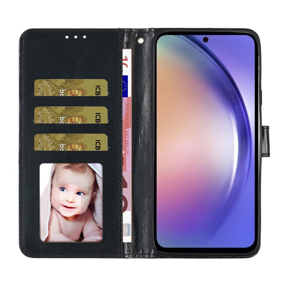For Samsung Galaxy A32 4G (EU Version) Glittery PU Leather Fully Wrapped Case Wallet Stand Phone Cover