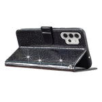 For Samsung Galaxy A32 4G (EU Version) Glittery PU Leather Fully Wrapped Case Wallet Stand Phone Cover