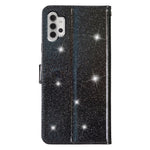 For Samsung Galaxy A32 4G (EU Version) Glittery PU Leather Fully Wrapped Case Wallet Stand Phone Cover