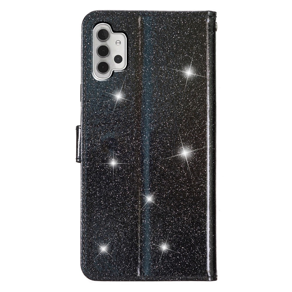 For Samsung Galaxy A32 4G (EU Version) Glittery PU Leather Fully Wrapped Case Wallet Stand Phone Cover