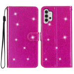 For Samsung Galaxy A32 4G (EU Version) Glittery PU Leather Fully Wrapped Case Wallet Stand Phone Cover