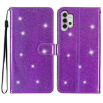 For Samsung Galaxy A32 4G (EU Version) Glittery PU Leather Fully Wrapped Case Wallet Stand Phone Cover