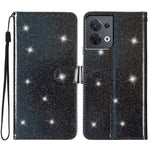 For Oppo Reno8 5G (Global Version) PU Leather Case Glittery Phone Cover with Wallet Stand