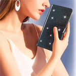 For Oppo Reno8 5G (Global Version) PU Leather Case Glittery Phone Cover with Wallet Stand