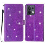 For Oppo Reno8 5G (Global Version) PU Leather Case Glittery Phone Cover with Wallet Stand