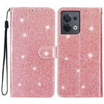 For Oppo Reno8 5G (Global Version) PU Leather Case Glittery Phone Cover with Wallet Stand