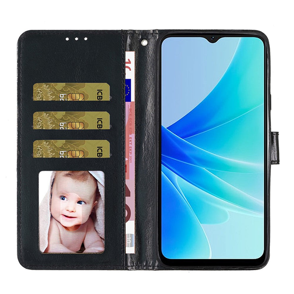 For Oppo A57 (2022) 5G / A77 5G Wallet Stand Phone Cover Glittery PU Leather + TPU Phone Case