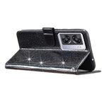 For Oppo A57 (2022) 5G / A77 5G Wallet Stand Phone Cover Glittery PU Leather + TPU Phone Case