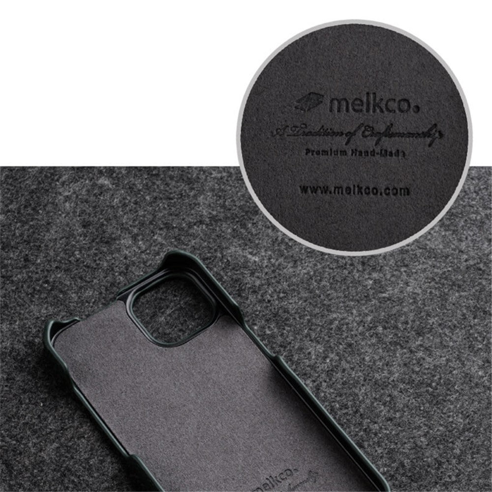 MELKCO For iPhone 12 / 12 Pro Vertical Flip Phone Case Genuine Cow Leather+PC Matte Cover