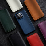 MELKCO For iPhone 12 / 12 Pro Vertical Flip Phone Case Genuine Cow Leather+PC Matte Cover
