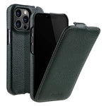 MELKCO For iPhone 12 / 12 Pro Vertical Flip Phone Case Genuine Cow Leather+PC Matte Cover