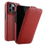 MELKCO For iPhone 12 / 12 Pro Vertical Flip Phone Case Genuine Cow Leather+PC Matte Cover