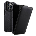 MELKCO For iPhone 12 / 12 Pro Vertical Flip Phone Case Genuine Cow Leather+PC Matte Cover